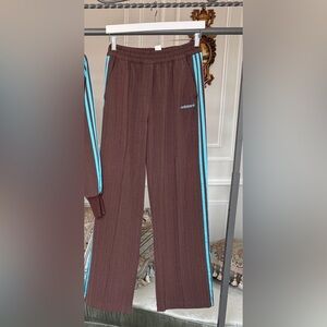 Adidas Taillored track Pants size M Brown Track Pants  with Blue Stripes